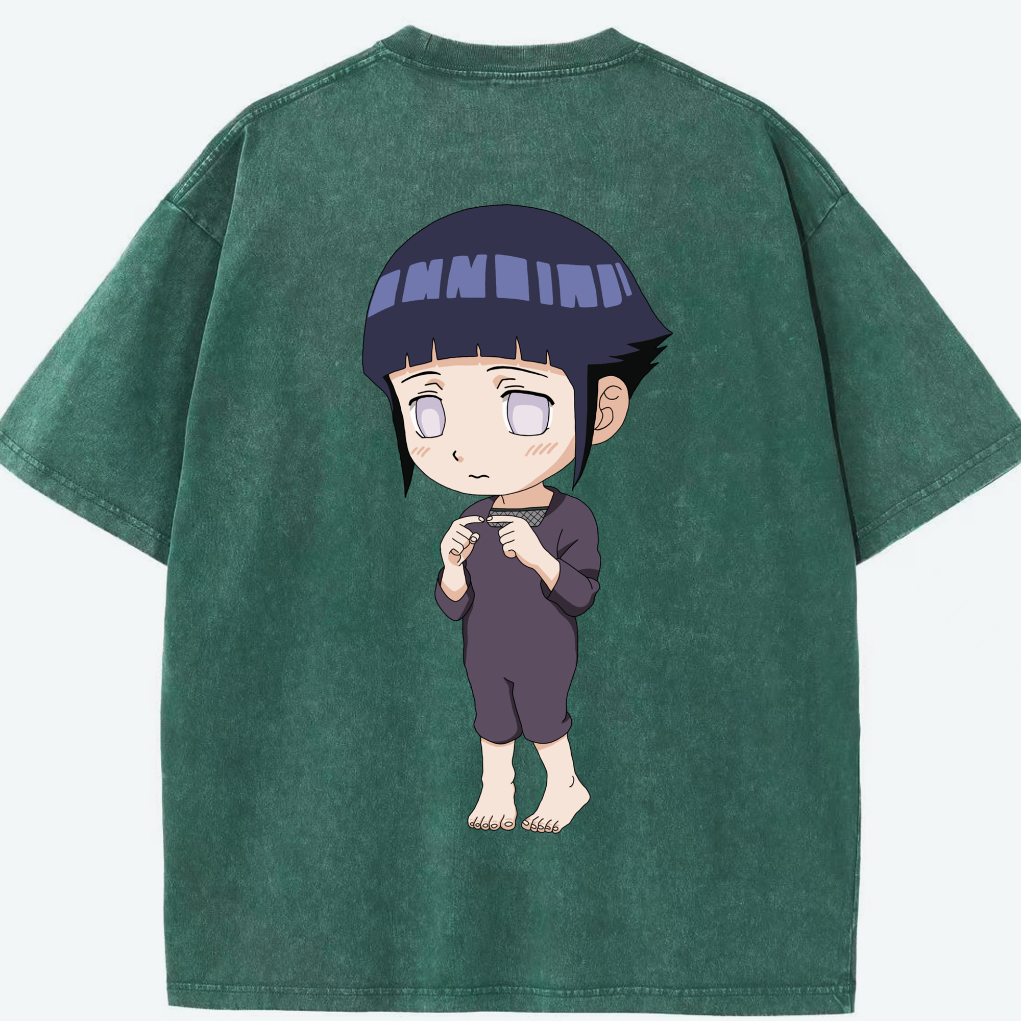 （画像用） NARUTO -ナルト- 日向ヒナタ Hyūga Hinata 綿100% ヴィンテージ風 半袖Tシャツ（背面プリント）